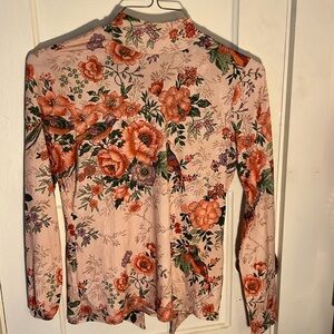 Zara floral turtleneck tie back top